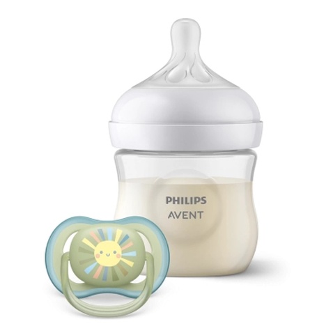 Набір для годування новонароджених Philips AVENT Natural Природний Потік пляшечка 125 мл + пустушка Ultra Air 0-6 міс (SCD837/10)