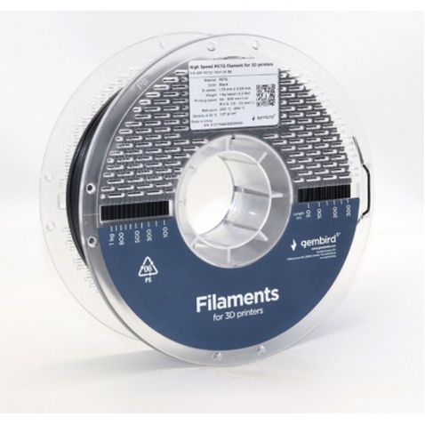Пластик для 3D-принтера Gembird PETG High Speed, 1.75 мм, 1 кг, black (3DP-PETG1.75HY-01-BK)