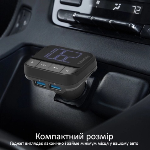 FM модулятор Promate ezfm-2 black AUX/SD/USB Black (ezfm-2.black)