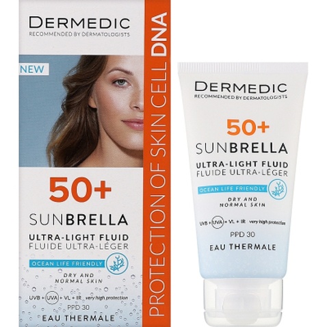 Засіб від засмаги Dermedic Sunbrella Ультралегкий захисний флюїд SPF 50+ Для сухої та нормальної шкіри 40 мл (5901643177546)