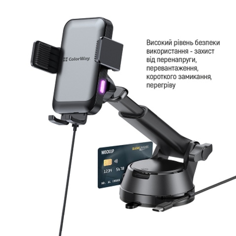 Універсальний автотримач ColorWay AutoSense Car Wireless Charger 2 (Dashboard+Air Vent) 15W (CW-CHAW040Q-BK)