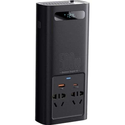 Автомобільний інвертор 12V/220V 500W Super Si Power Inverter CN/EU Black Baseus (CGNB000101)