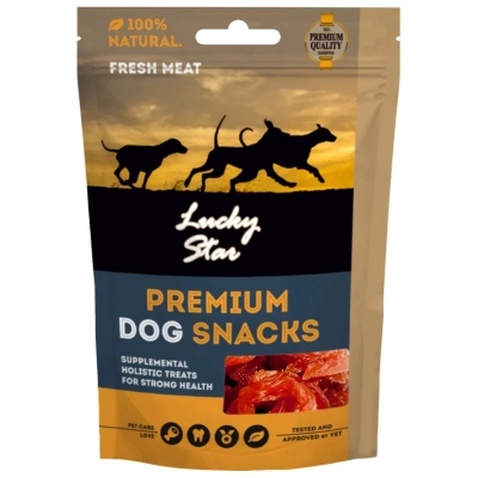 Ласощі для собак Lucky Star М'які кільця в'яленого м'яса курки ≈4 см 85 г (4820111434169)