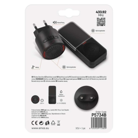 Дверний дзвінок EMOS бездротовий EMOS P5734B (P5734B)