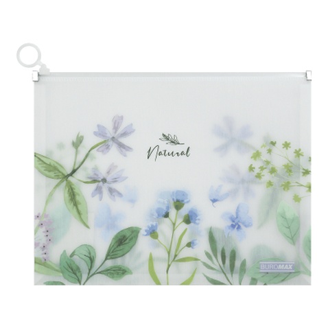 Папка - конверт Buromax на zip-блискавці А4 матовий напівпрозорий пластик, ARABESKI, блакитний (BM.3975-14)