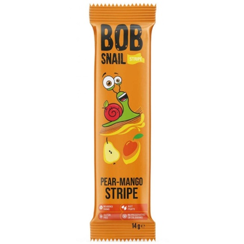 Цукерка Bob Snail Равлик Боб Груша Манго страйп, 14 г (4820206080752)