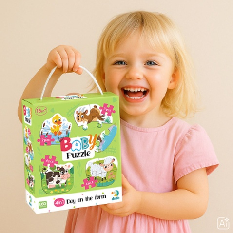 Пазл DoDo 4 в 1 Baby puzzle. День на фермі (300687)