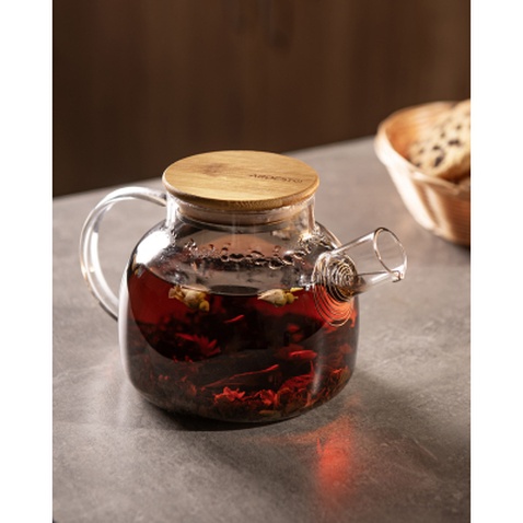 Заварник Ardesto Gemini боросилікатне скло бамбук прозорий 1000мл (AR3010GBM)