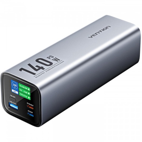 Батарея універсальна Vention 27000mAh 140W 5A PD, QC/3.0, 2xUSB-C, USB-A, LED Display, Gray (FHVH0)