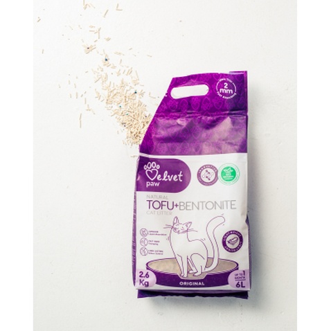 Наповнювач для туалету Velvet Paw TOFU з бентонітом, оригінальний (2 мм) 2.6 кг (TOF70021)