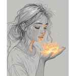 Картина по номерам Santi Дівчина з лотосом, 40*50 см, LED підсвітка (955106)