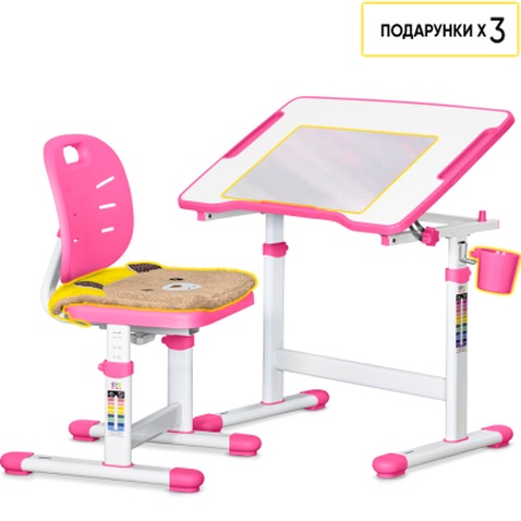 Парта зі стільцем Evo-kids Pink (Evo-07 Ergo PN)