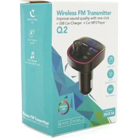 FM модулятор Voltronic Q2 з еквалайзером, 1.5A, FM, USB, TF (FM-Q2EQ)