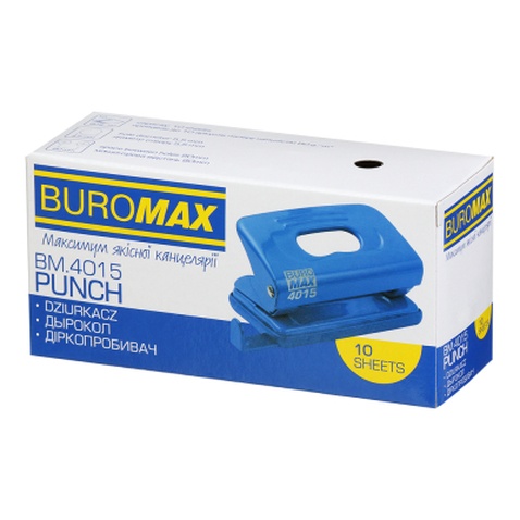 Діркопробивач Buromax пластиковий, до 10 аркушів, 120 х 58 х 59 мм, чорний (BM.4015-01)