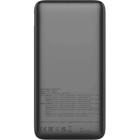 Батарея універсальна Canyon PB-240 25000mAh, PD3.1/140W, PPS, QC3.0, AFC & SCP, Digital Display (CNS-CPB240)