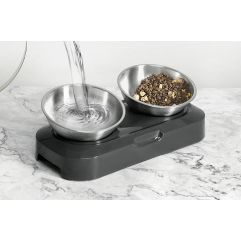 Посуд для котів Lapka Годівниця подвійна з металевими мисками (LPK-27)