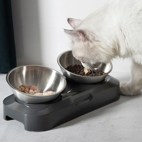 Посуд для котів Lapka Годівниця подвійна з металевими мисками (LPK-27)