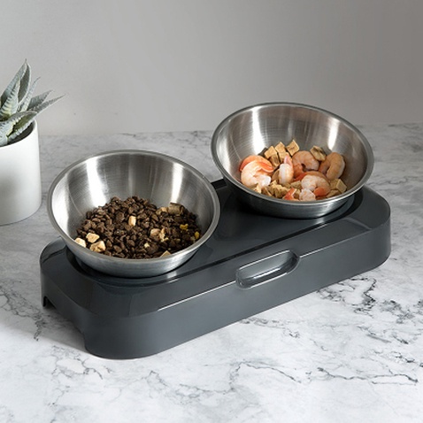 Посуд для котів Lapka Годівниця подвійна з металевими мисками (LPK-27)