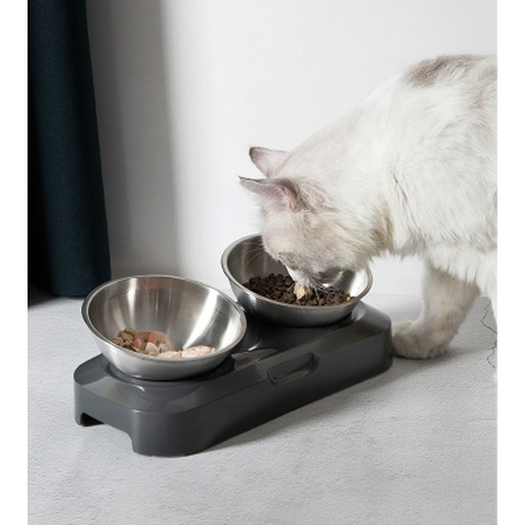 Посуд для котів Lapka Годівниця подвійна з металевими мисками (LPK-27)
