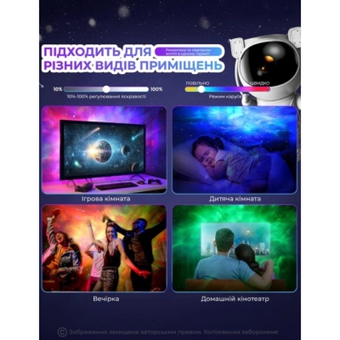 Нічник DKWAY Космонавт великий - лазерний проектор зоряного неба Астронавт T-150 (445421717)