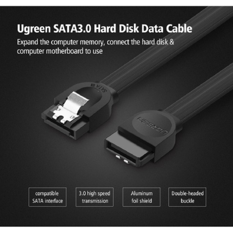 Кабель для передачі даних SATA 3 Data Cable 0.5m US217 Black Ugreen (30796)