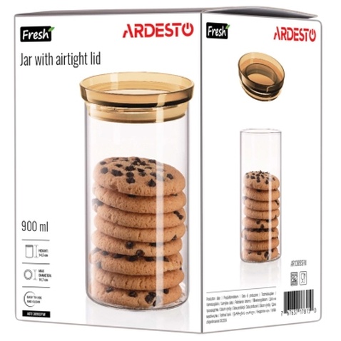 Банка Ardesto Fresh 900 мл, скло, пластик, прозорий (AR1309SFM)