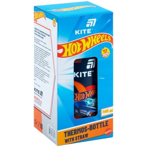 Поїльник-непроливайка Kite Hot Wheels термос з трубочкою 400 мл (HW25-1261)