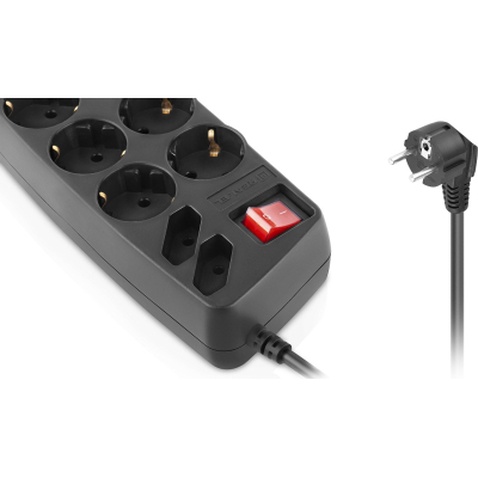 Мережевий фільтр живлення REAL-EL RS-Protect 505, 1.8m, black (EL122300044)